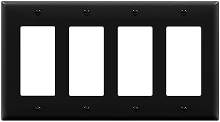 ENERLITES 4-Gang Black Decorator Light Switch Outlet Wall Plate Cover