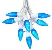 Novelty Lights 25 Foot C9 LED Outdoor Lighting Patio Christmas String Light Set, Blue, White Wire, 25 Bulbs