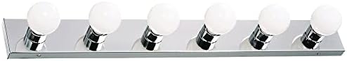 Design House Vanity Lights, 6 Linear Lights, Dimmable, Horizontal or Vertical Use, Uses (6) 60W Bulbs, For Bathroom/Makeup Vanity, Polished Chrome, 36.0 in. L x 4.33 in. H x 2.0 in. D, 500942