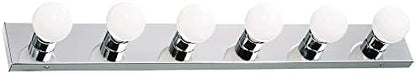 Design House Vanity Lights, 6 Linear Lights, Dimmable, Horizontal or Vertical Use, Uses (6) 60W Bulbs, For Bathroom/Makeup Vanity, Polished Chrome, 36.0 in. L x 4.33 in. H x 2.0 in. D, 500942