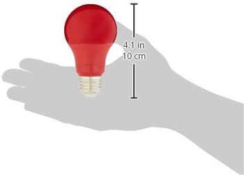 Amazon Basics A19 Red Color Party LED Light Bulbs,60W Equivalent,9W Energy Efficient,E26 Standard Base,Non-Dimmable,10,000 Hour Lifetime,2 Count (Pack of 12)