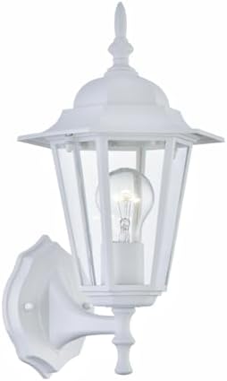 WISBEAM White Outdoor Wall Lantern, Outdoor Wall Sconce for House Porch Lighting Fixture, E26 Base 60W Max, Metal Housing Plus Glass, Wet Location Rated, ETL Qualified, Bulbs not Included