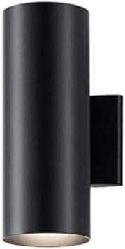Kichler Cylinders 12" Outdoor Wall Sconce in Black, 2-Light Exterior Wall Light, Cylinder Fixture, (12" H x 5" W) , 9244BK
