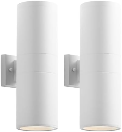 mirrea 18" Modern Outdoor Porch Light in 2 Lights, Matte White, 2 Pack