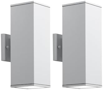 mirrea 14" Modern Outdoor Porch Light in 2 Lights, Matte White, 2 Pack