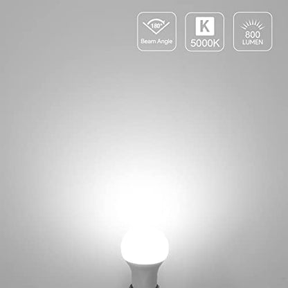 Lepro A19 E26 LED Light Bulbs 9W 800 Lumens Daylight White 5000K 5 Pack