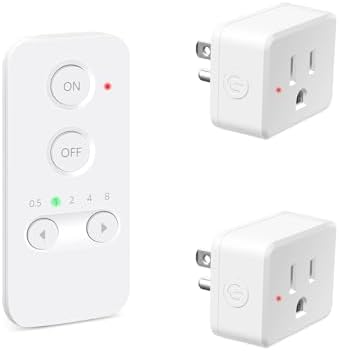 NineLeaf Programmable Remote Timer Switch & Wireless Outlet Plug, 500ft Range Plug in Light Switch, 15A/1500W Wall Mounted On/Off, No Wiring Needed for Fans, Christmas Lights, 1Remote 2Outlets