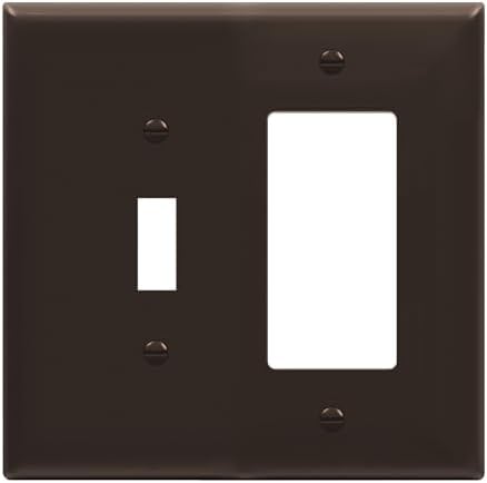 ENERLITES Combination Toggle Light Switch/Decorator Light Switch Plate, Double Switch Wall Plate, Mid-Size 2-Gang 4.88" x 4.92", Polycarbonate Thermoplastic, 881131M-BR, Brown