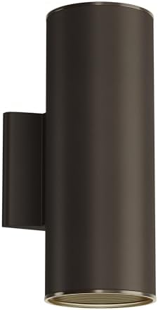 Kichler Cylinders 12" 2-Light Outdoor Cylinder Wall Sconce in Architectural Bronze, (12" H x 4.75" W), 9244AZ
