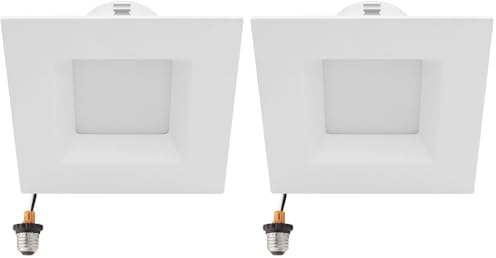 Maxxima 4 in. 5 CCT Retrofit Recessed Square LED Downlight, 800 Lumens, Color Selectable 2700K-5000K (2700K/3000K/3500K/4000K/5000K), Dimmable, 90 CRI (Pack of 2)