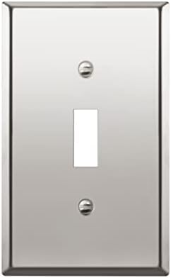 ENERLITES Toggle Switch Metal Wall Plate, 1-Gang, Polished Chrome, Silver