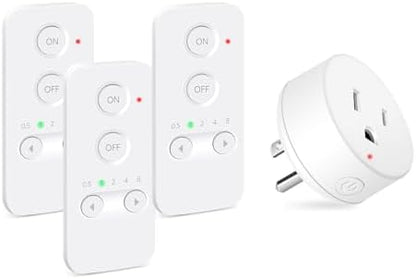 NineLeaf Remote Timer Switch, 500FT Long Range Wireless Plug in Light Switch, Easy Setup Remote Outlet, Programmable On/Off Control for Fans, Lights, Household Appliances,1Remote 3Outlets