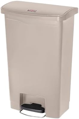 Rubbermaid Commercial Products STREAMLINE Plastic Front Step Step-On-Trash/Garbage Can/Bin, 13 GAL, Beige, for Doctor's Office/Hospitals/Healthcar