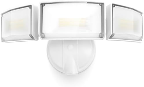 LUTEC 75W 8000 Lumen Floods Light Outdoor, Switch Controlled LED Security Lights with 3 Adjustable Heads, 5000K Daylight, IP65 Waterproof Exterior Flood Light for Outside Garage, Yard, Patio-White
