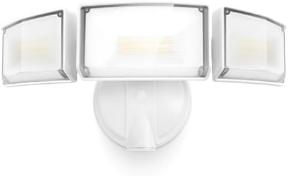 LUTEC 75W 8000 Lumen Floods Light Outdoor, Switch Controlled LED Security Lights with 3 Adjustable Heads, 5000K Daylight, IP65 Waterproof Exterior Flood Light for Outside Garage, Yard, Patio-White