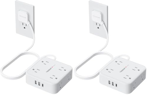 TESSAN Surge Protector Power Strip with 900J Surge Protection, 5 Ft, White (Pack of 2)