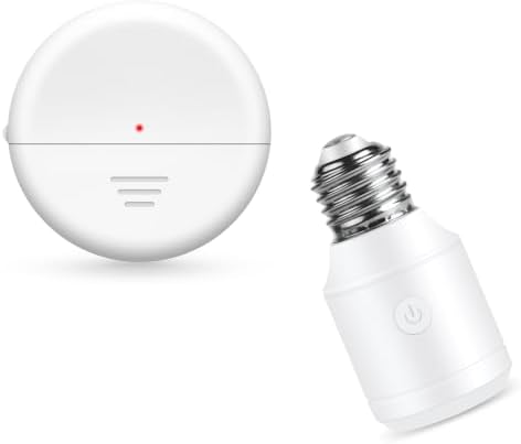 NineLeaf Wireless Radar Motion Sensor 500W Light Bulb Socket,No Wiring | AUTO & Timer Modes, 260FT RF Range, Adjustable 7–26 ft Detection, for Stair, Closet, Hallway Lights, Pull String,Garage