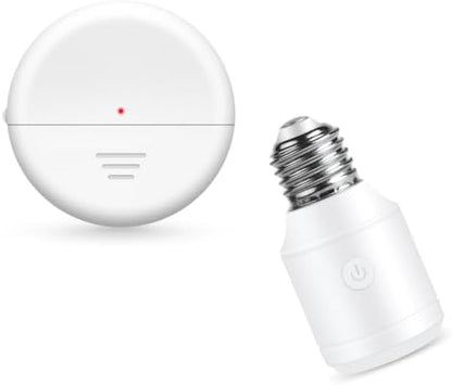 NineLeaf Wireless Radar Motion Sensor 500W Light Bulb Socket,No Wiring | AUTO & Timer Modes, 260FT RF Range, Adjustable 7–26 ft Detection, for Stair, Closet, Hallway Lights, Pull String,Garage
