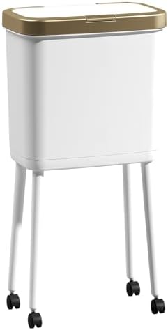 Procade 4 Gallon Bathroom Trash Can on Wheels,Slim Rolling Gold Garbage Can