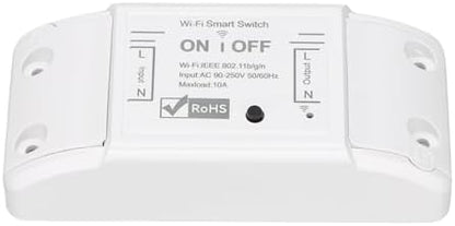 Wengart WiFi Relay Switch, Mini in-Wall Smart Module with Auto-Reconnection,10A Compact DIY Wireless Controller for Retrofitting Lights & Fans,Works with Alexa,Google Home & eWelink App, 2.4GHz White