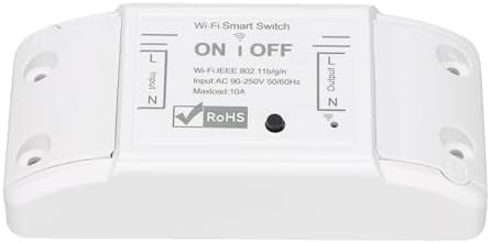 Wengart WiFi Relay Switch, Mini in-Wall Smart Module with Auto-Reconnection,10A Compact DIY Wireless Controller for Retrofitting Lights & Fans,Works with Alexa,Google Home & eWelink App, 2.4GHz White