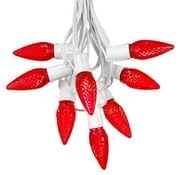 Novelty Lights 25 Foot C9 LED Outdoor Lighting Patio Christmas String Light Set, Red, White Wire, 25 Bulbs