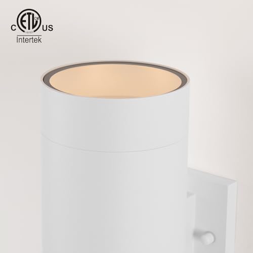 mirrea 14" Modern Outdoor Porch Light in 2 Lights, Matte White, 2 Pack