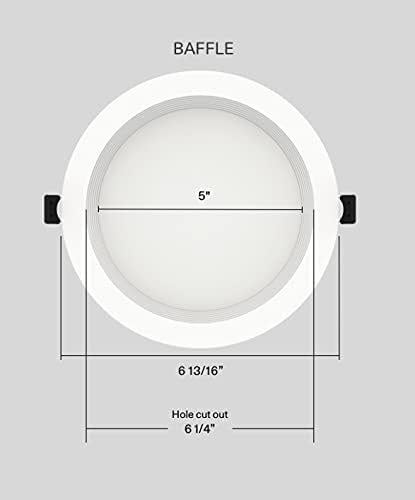 RAB WFRL6R139FA120WB Edge-Lit Wafer CCT Field Adjustable, 2700/3000/3500/4000/5000K All-in-one, No Housing Required (Baffle, 6")