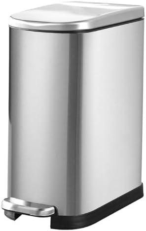 SYNCVIBE Bathroom Trash Can with Soft Close Lid 3.5 Gallon Silver