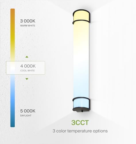 ASD LED 36" Vanity Flush Mount Light Fixture, Linear Bathroom Lighting Bar | 3CCT, Dimmable, Energy Star, ETL Listed | 30W 2650LM 3000-5000K 120V | Long Tube Bath Wall Sconce Over Mirror | Black