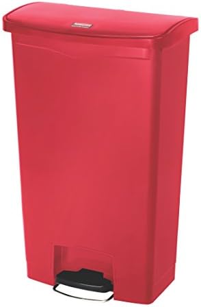 Rubbermaid Commercial Products STREAMLINE Plastic Front Step Step-On-Trash/Garbage Can/Bin, 18 GAL, Red, for Doctor's Office/Hospitals/Healthcare
