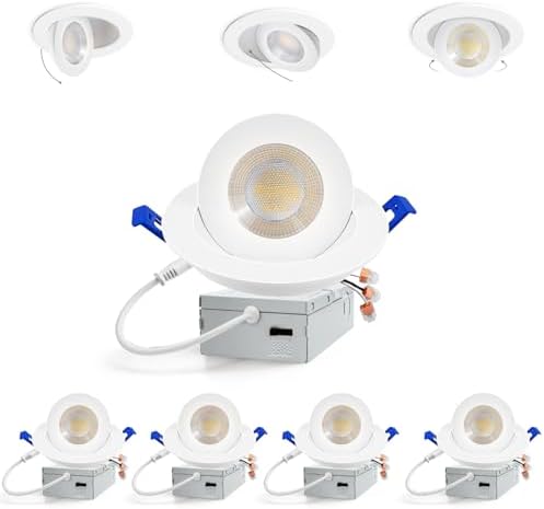 Adetu 4 inch Gimbal LED Recessed Light, 5CCT, 10W=95W, 982LM, 4 Pack