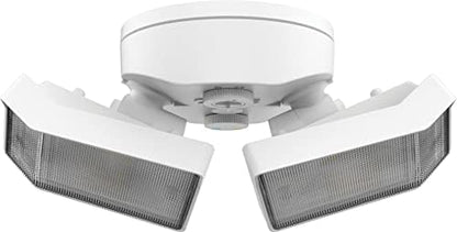 Lithonia Lighting HomeGuard 2-Light LED Outdoor Flood Lights, Outdoor LED Lights, Dusk to Dawn Sensor, Adjustable Lumens, Selectable Color, Square Heads, White (HGX LED 2SH ALO SWW2 120 PE WH M2)