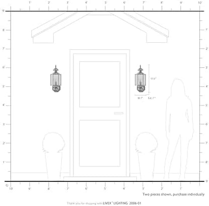 Livex Lighting 2006-01 Outdoor Wall Lantern, Antique Brass