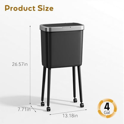 Procade Kitchen Garbage Can with Legs and Wheels,Narrow Rolling Trash Can