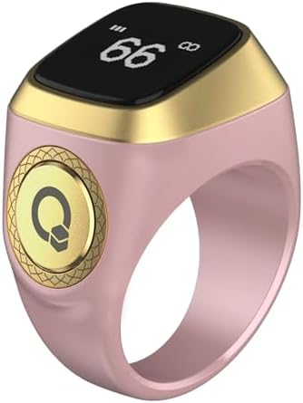 Smart Tasbih Zikr Ring, 20mm Muslim Digital Azan Alarm Clock, Tasbih Counter Smart Ring (Pink)