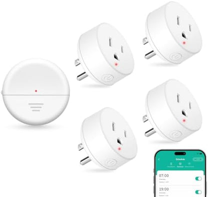 NineLeaf Wireless Motion Sensor WiFi Outlet 260FT Remote Smart Switch | App Control, Adjustable Sensing Mode, WIFI Auto Control Lights Fan Appliances, No Wiring,Garage,1Sensor 4Plugs