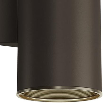 Kichler Cylinders 12" 2-Light Outdoor Cylinder Wall Sconce in Architectural Bronze, (12" H x 4.75" W), 9244AZ