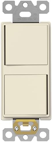 ENERLITES Light Almond Double Paddle Decorator Single Pole Switch, 15A