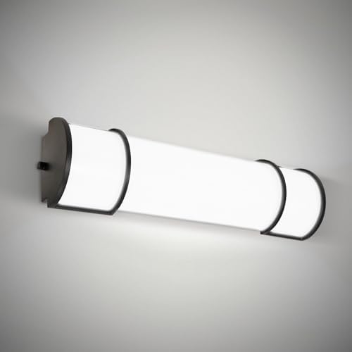 ASD LED 24" Vanity Flush Mount Light Fixture, Linear Bathroom Lighting Bar | 3CCT, Dimmable, Energy Star, ETL Listed | 25W 1950LM 3000-5000K 120V | Long Tube Bath Wall Sconce Over Mirror | Black