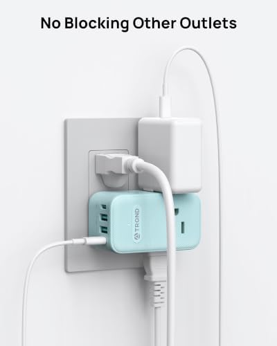 TROND Outlet Extender with USB, Multi Plug Wall Outlet with 3 AC Chargers