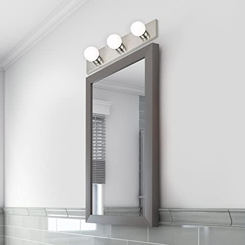 Design House 519280 Contemporary 3-Light Indoor Vanity Light Dimmable for Bathroom Bedroom Vanity Makeup, Satin Nickel