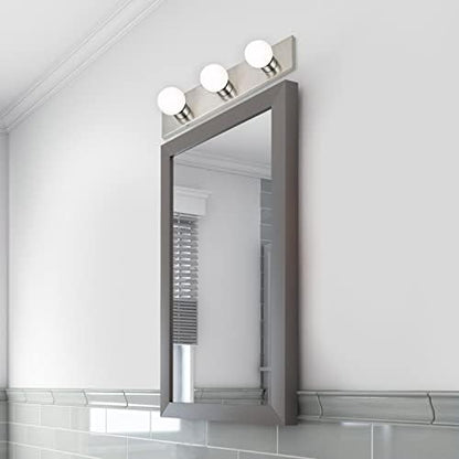 Design House 519280 Contemporary 3-Light Indoor Vanity Light Dimmable for Bathroom Bedroom Vanity Makeup, Satin Nickel