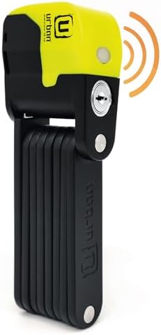 URBAN UR476Y Double Security Bike Lock | Smart Alarm, 120dB, LED Alert, Warning | Most Secure & Deterrent | Folding Locks Heavy Duty AntiTheft for Bicycle Electric Scooter, More Convenient Case, 90cm