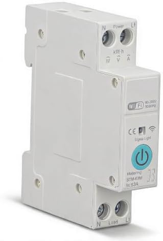 Smart Circuit Breaker for Tuya, Switch 1P 63A, Manual Remote Voice Control Circuit Breaker with Power Metering, Medidor De Consumo Electrico 90‑300V