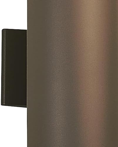Kichler Cylinders 15" 2-Light Outdoor Cylinder Wall Sconce in Architectural Bronze, (15" H x 5.75 W), 9246AZ