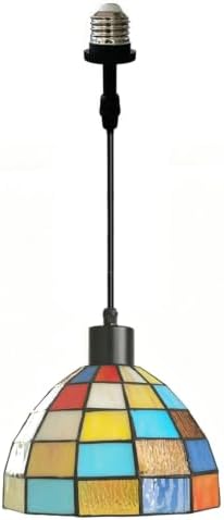 Screw-in Pendant Light Tiffany Style Stained Glass Hanging Lights,Recessed Light Conversion Kit with E26 Screw in Adapter for Dining Room,Bedroom& Kitchen Island Lighting (Tiffany)