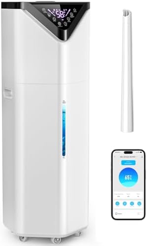 5Gal Smart Humidifier Large Room up to 2800ft², 1000mL/h, APP & Remote Control, 180° Auto Rotating Nozzle, 24H Timer, 60H Supersized Cool Mist Humidifiers for Whole House Home Office Plants