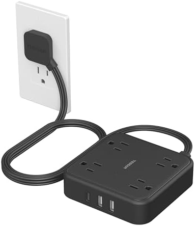 TESSAN Surge Protector Flat Extension Cord 5Ft, Flat Plug Power Strip