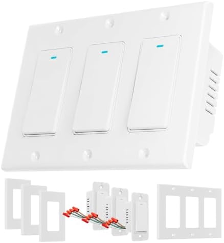 Smart Switch for Light 3 Gang, Neutral Wire Required, 2.4GHz Wi-Fi Switch Compatible with Alexa and Google Home, UL Certified